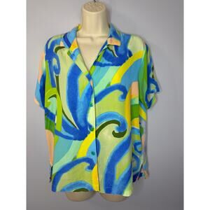 JAMS WORLD Hawaiian Floral Shirt Short Sleeve Retro Women's M